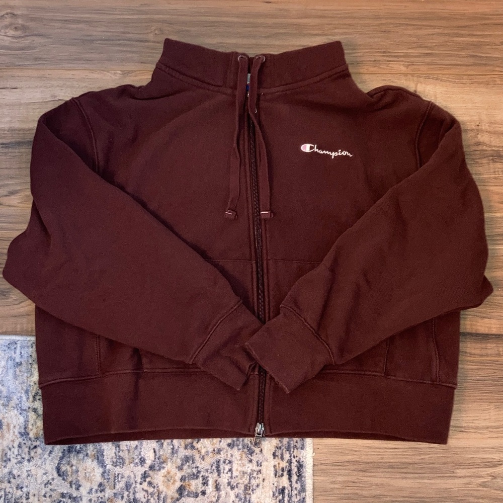 #36. Champion Burgundy Full-Zip Hoodie
